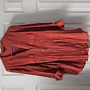 Rust flowy button sleeve blouse Sz 2X
